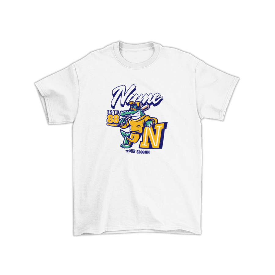 Áo thun mascot cá sấu varsity – thiết kế tùy chỉnh đầy đủ