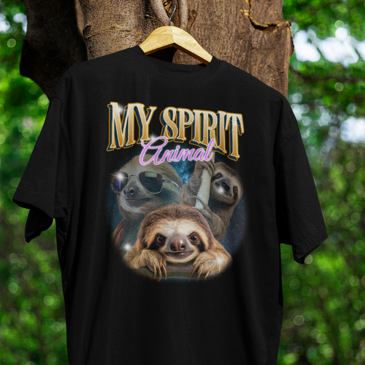 In hình ba chú lười ngầu với dòng chữ My Spirit Animal font retro