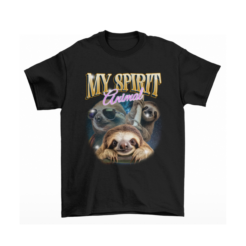 In hình ba chú lười ngầu với dòng chữ My Spirit Animal font retro