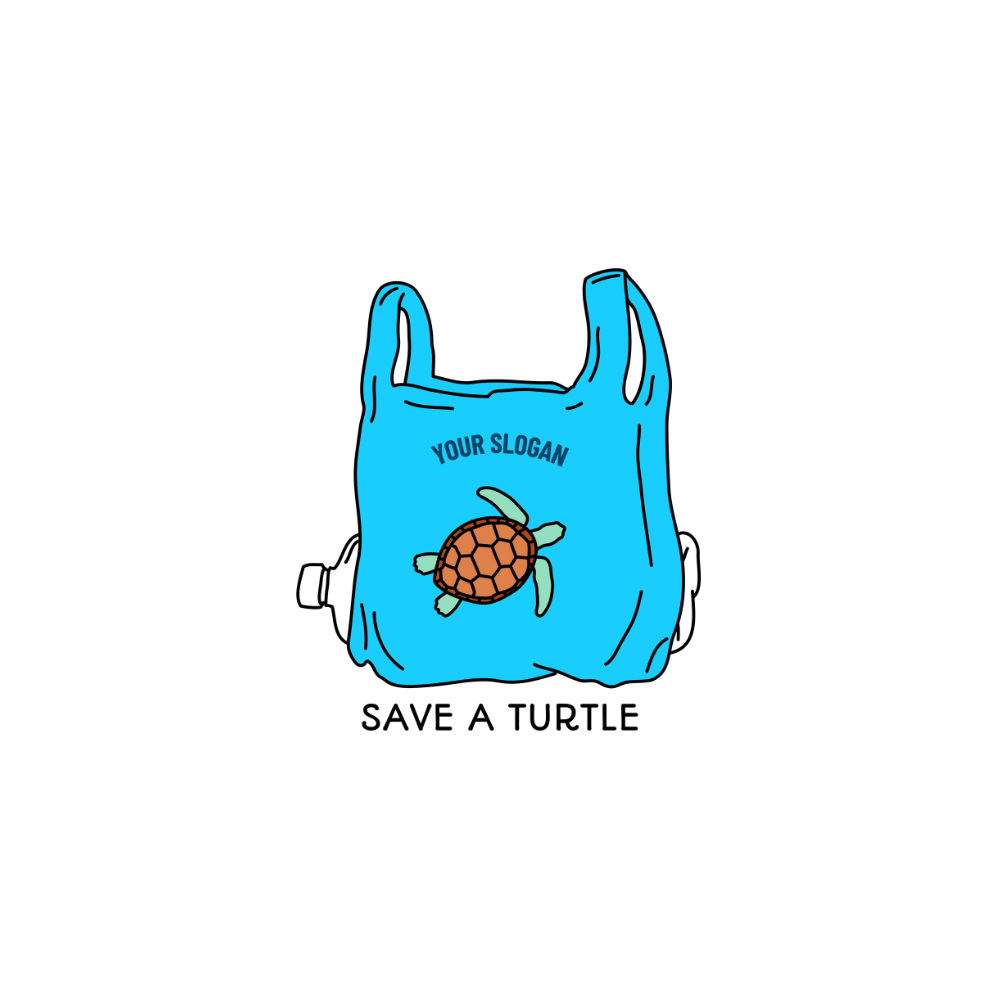 Áo thun, hoodie, sweater in hình rùa biển trong túi nhựa xanh kèm dòng chữ “Save A Turtle – Skip A Straw”