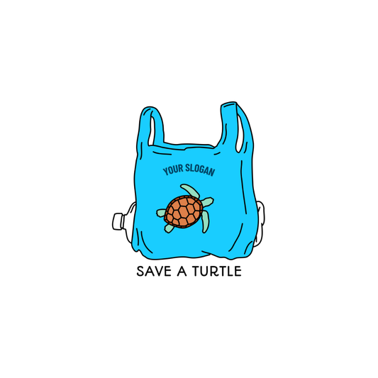 Áo thun, hoodie, sweater in hình rùa biển trong túi nhựa xanh kèm dòng chữ “Save A Turtle – Skip A Straw”