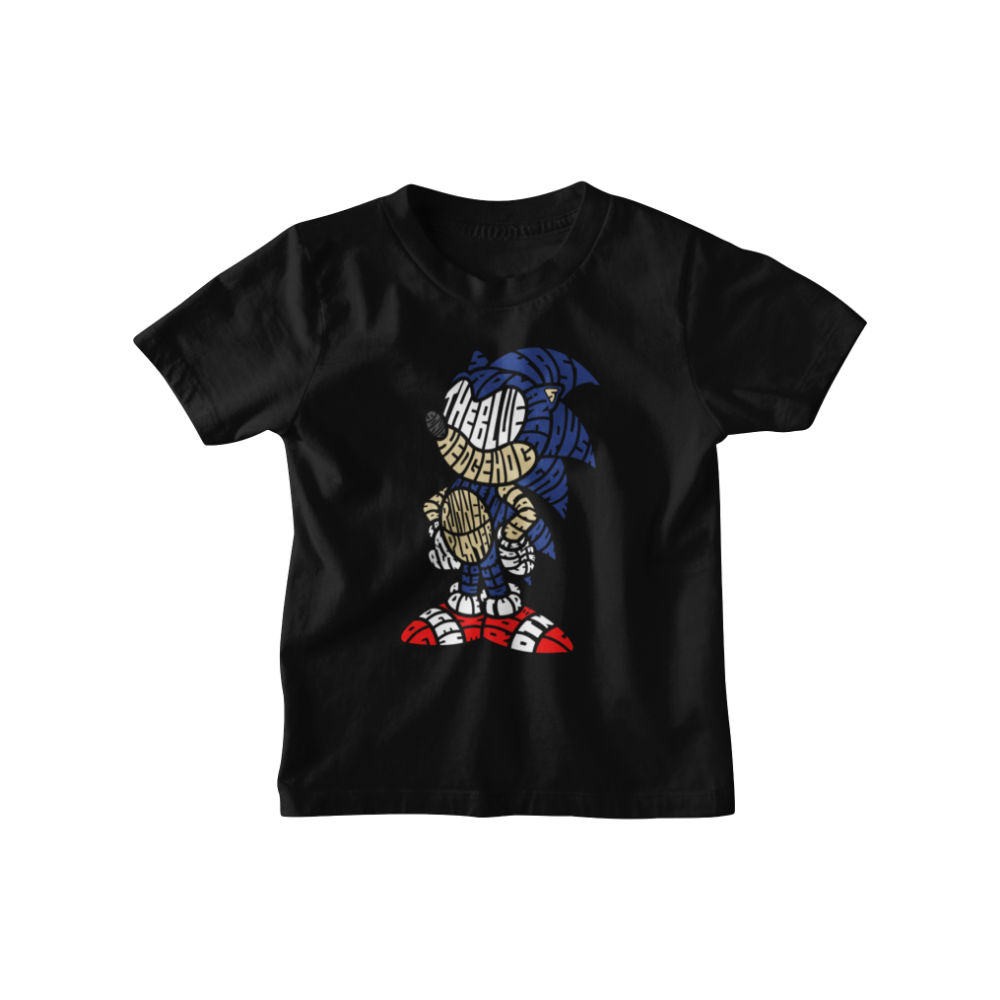 Áo thun in hình Sonic the Hedgehog bằng typography xanh đỏ trắng đầy cá tính