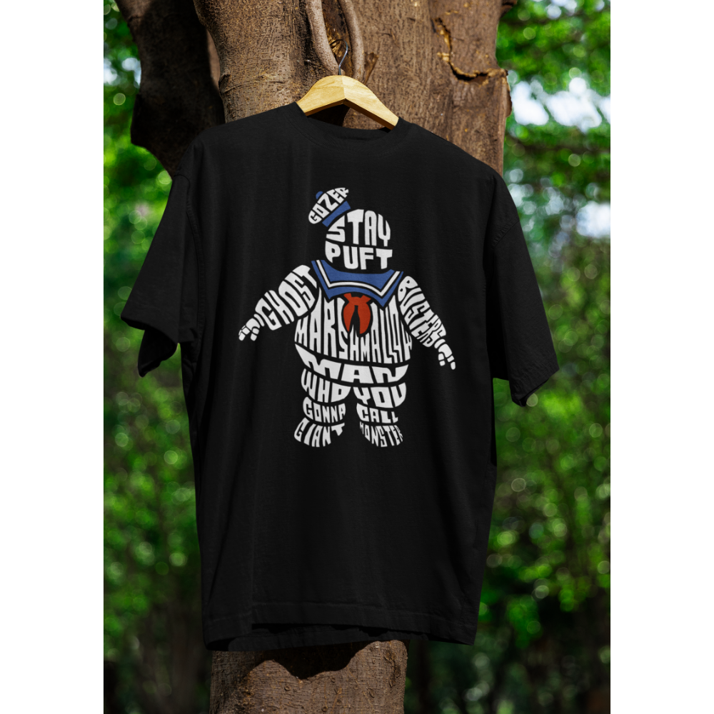 Mẫu áo in hình Stay Puft Marshmallow Man phong cách typography cực “ghê”, dành cho fan Ghostbusters chính hiệu!