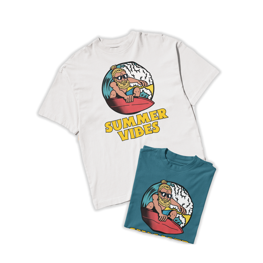Áo thun Summer Vibes in hình surfer – form unisex, mặc đi biển phong cách mùa hè 3