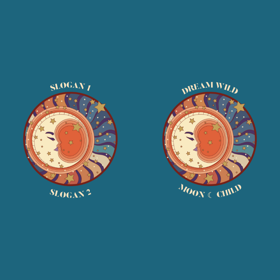 Áo thun vũ trụ retro hình trăng sao – slogan Dream Wild Moon Child