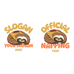 Cute sloth sleeping t-shirt – custom slogan options