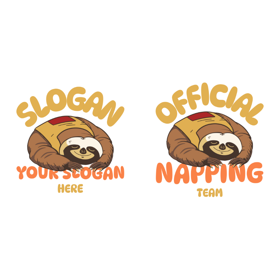 Cute sloth sleeping t-shirt – custom slogan options