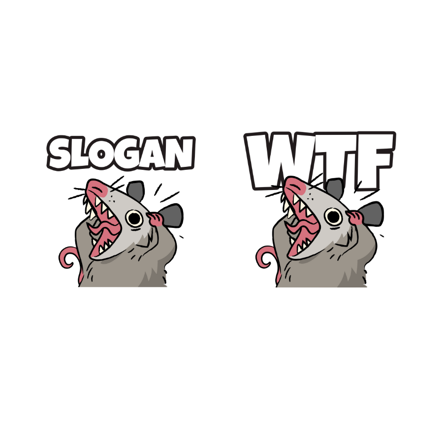 Áo thun trắng in hình chuột opossum gào thét kèm slogan lớn 332