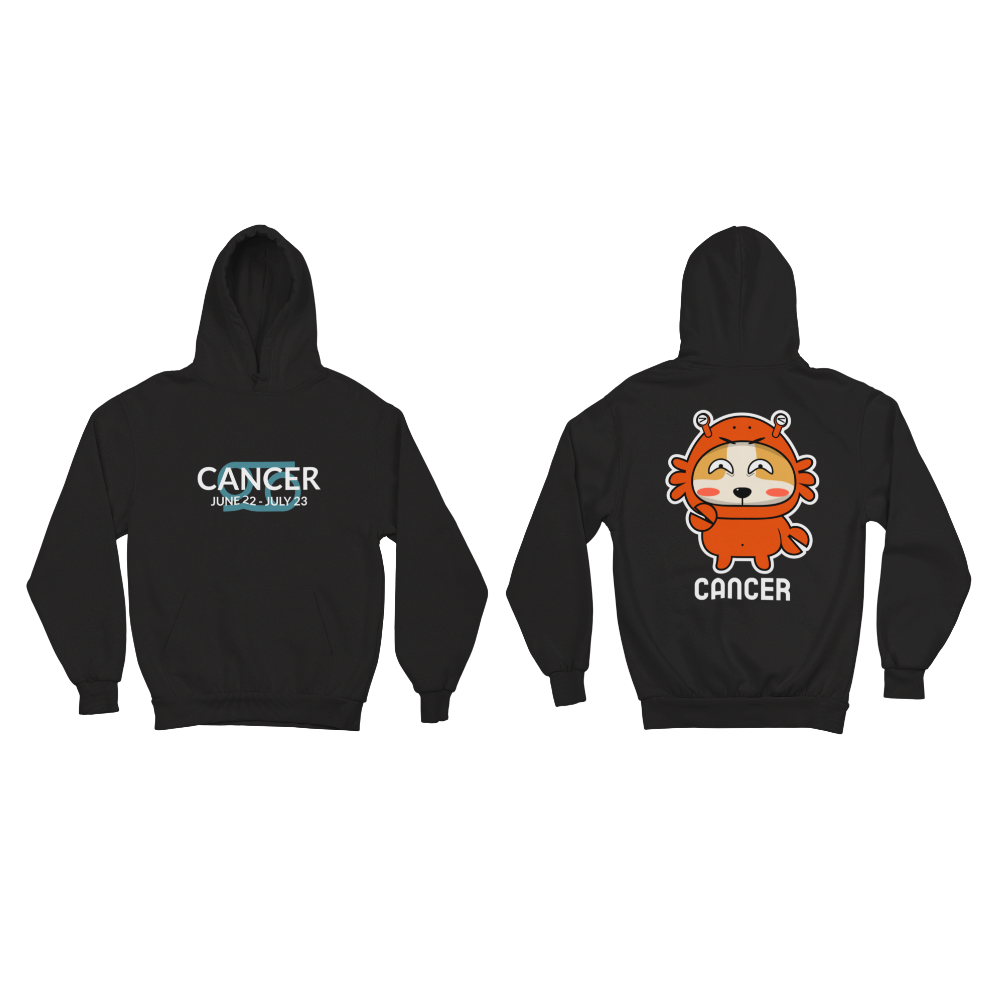 Áo thun và hoodie cung Cự Giải với hình chú chó mặc đồ cua – phong cách dễ thương, độc đáo.