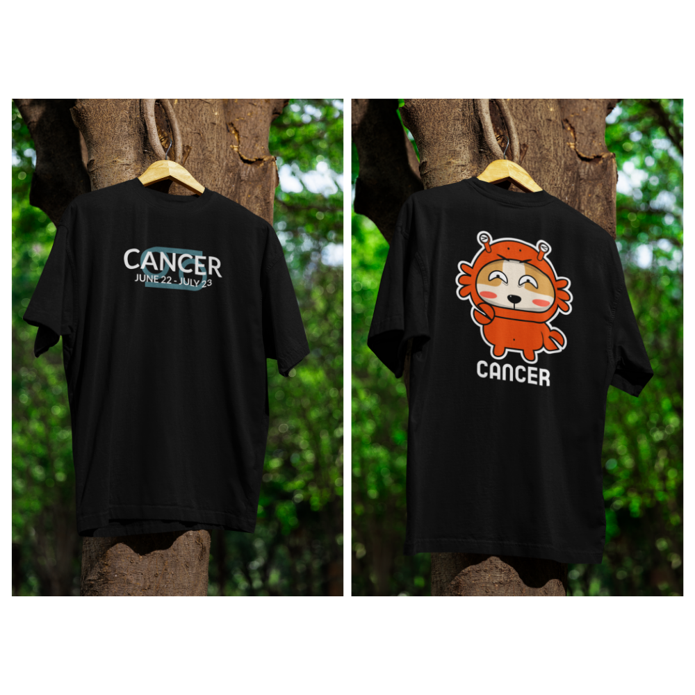 Áo thun và hoodie cung Cự Giải với hình chú chó mặc đồ cua – phong cách dễ thương, độc đáo.