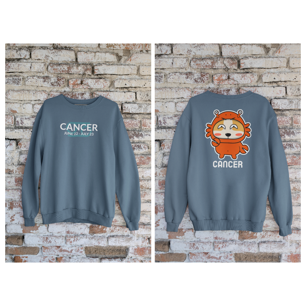 Áo thun và hoodie cung Cự Giải với hình chú chó mặc đồ cua – phong cách dễ thương, độc đáo.