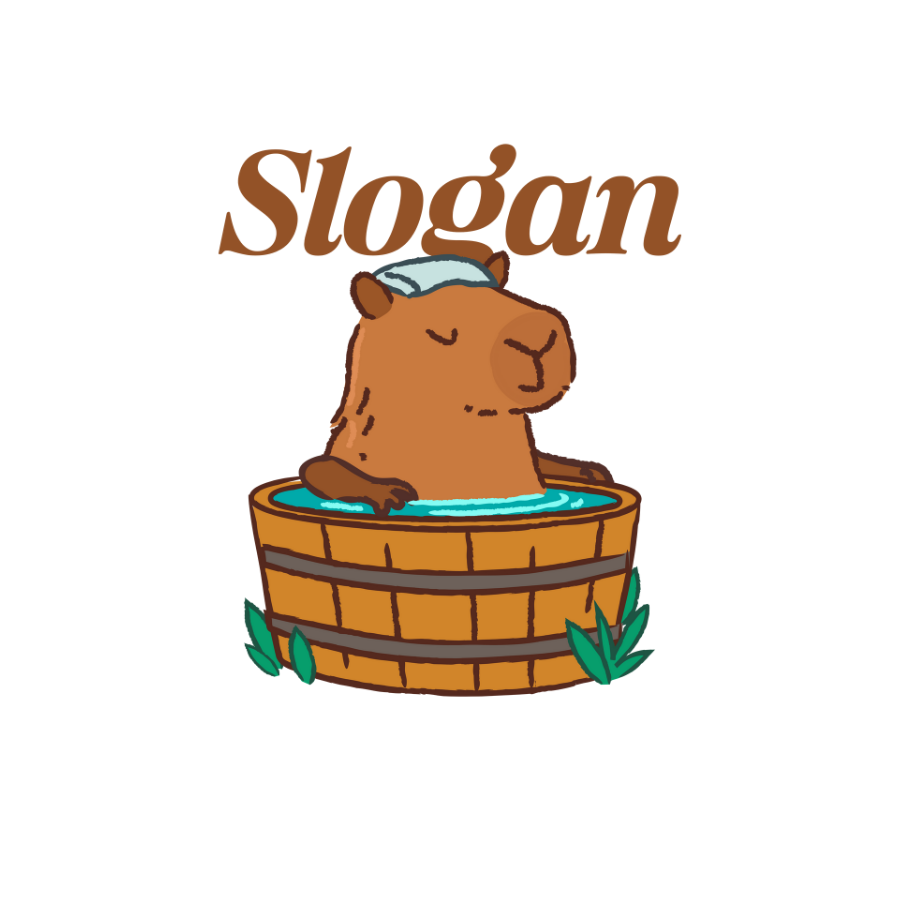 Áo thun đen in hình capybara ngồi trong bồn nước nóng, mặt chill thư giãn, kèm chữ "Capybara" hoặc slogan tùy chỉnh