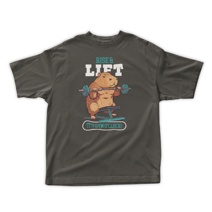 Áo thun Capybara tập gym, in hình Capybara đang nâng tạ, thiết kế slogan tùy chỉnh hài hước.