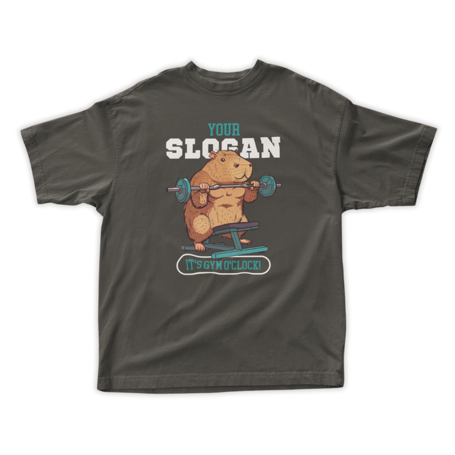 Áo thun Capybara tập gym, in hình Capybara đang nâng tạ, thiết kế slogan tùy chỉnh hài hước.