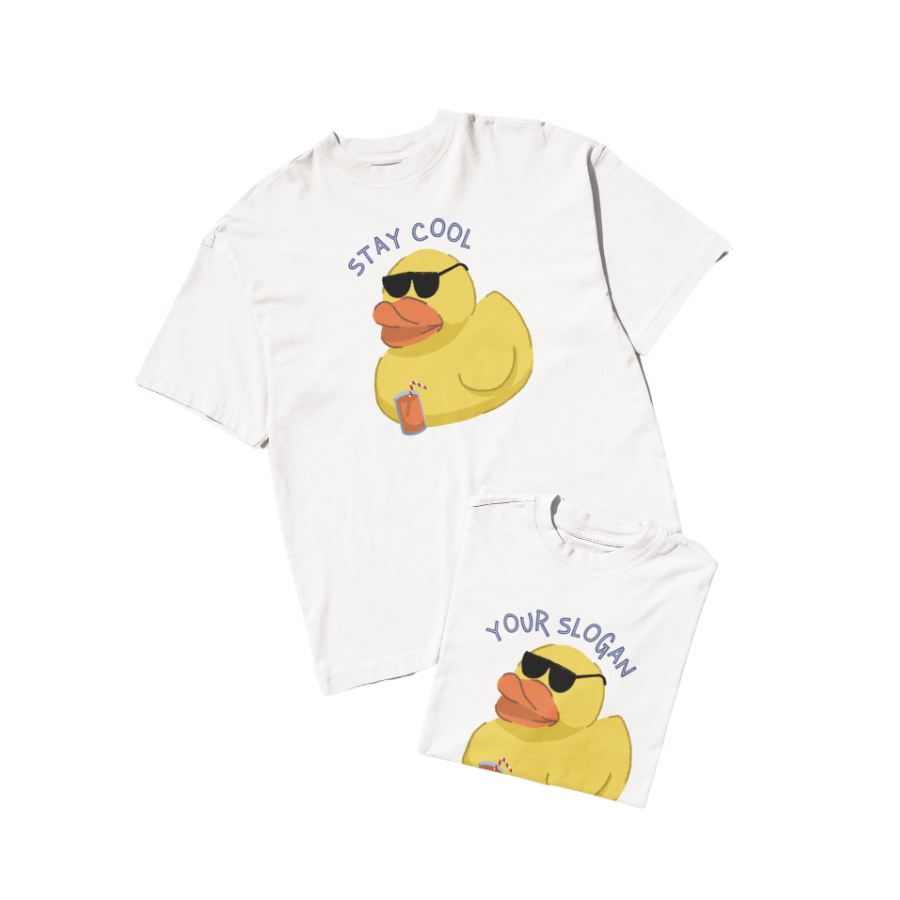 Áo thun hình vịt kính đen – slogan Stay Cool