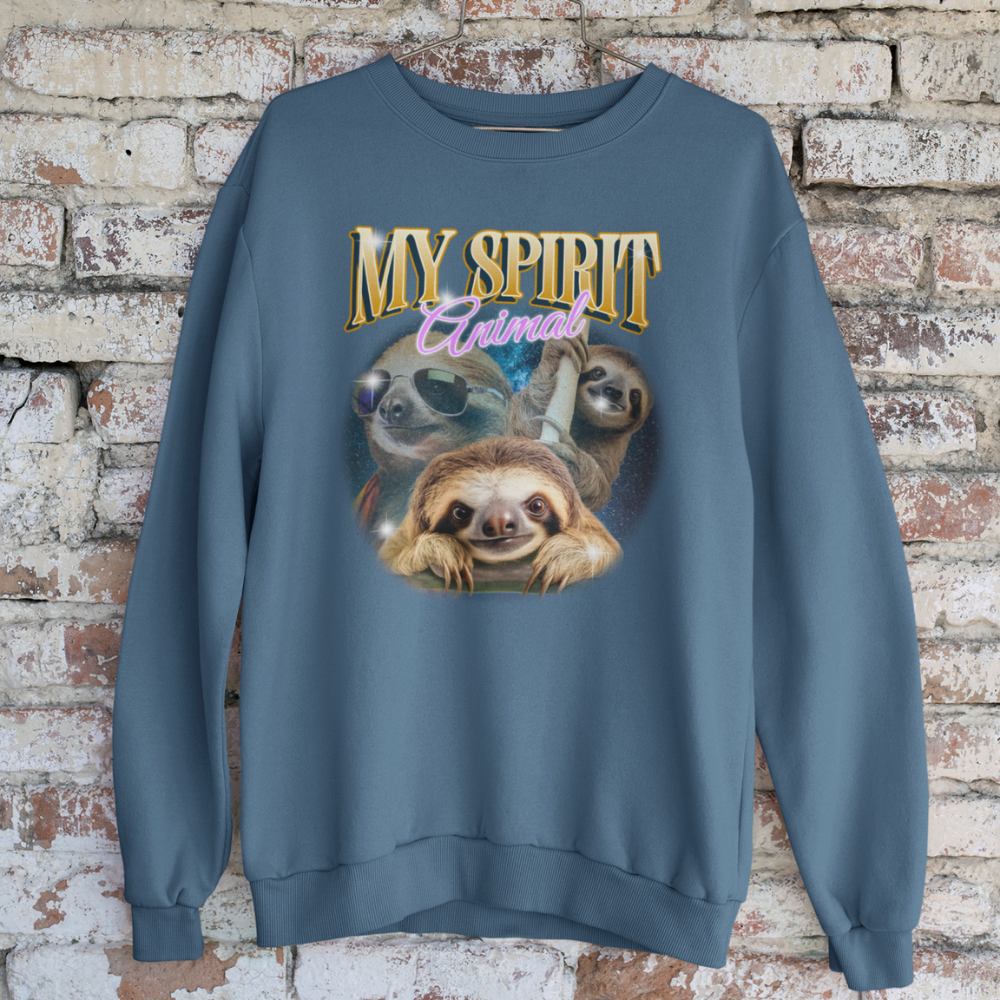 In hình ba chú lười ngầu với dòng chữ My Spirit Animal font retro