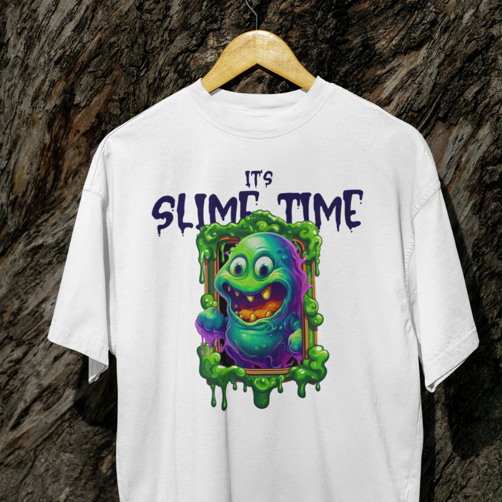 Áo thun, hoodie, sweater in hình slime quái vật hoạt hình với chữ “It’s Slime Time”