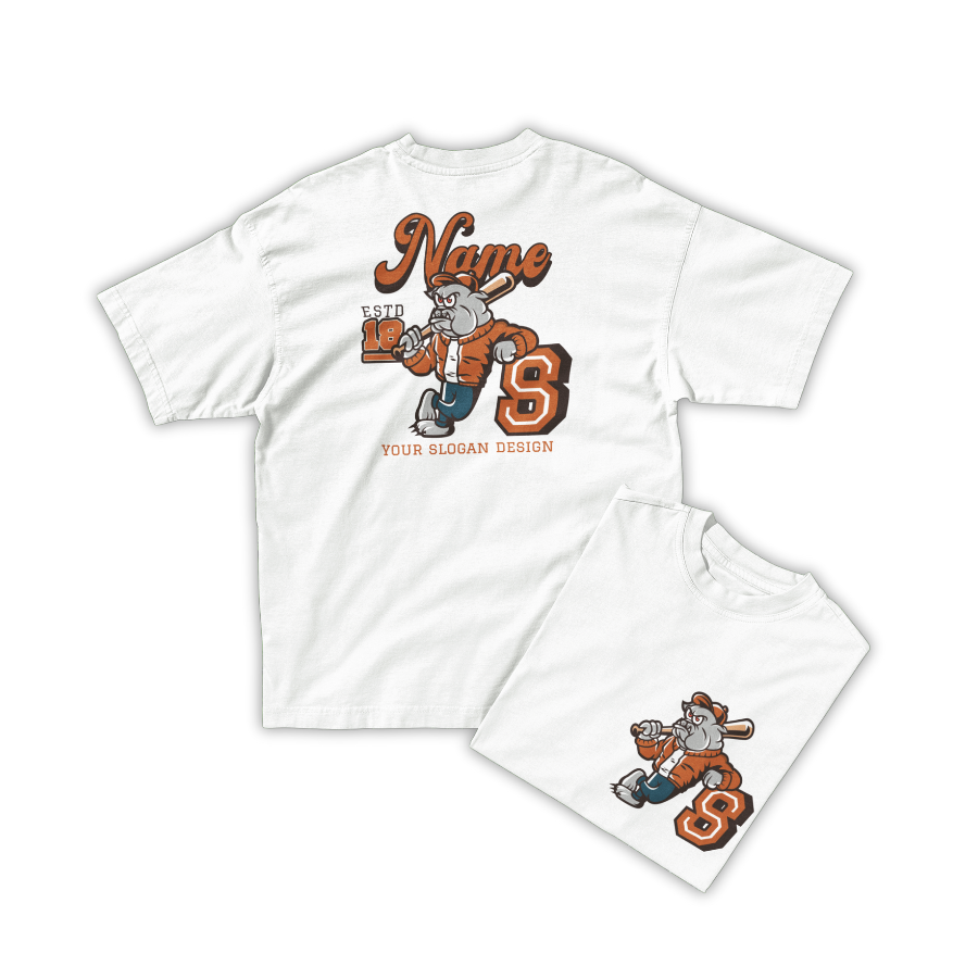 Áo thun bulldog varsity phong cách đại học Mỹ – tùy chỉnh slogan