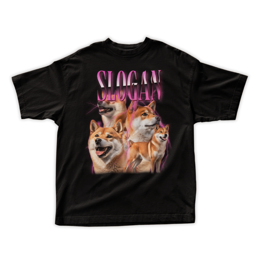 Áo thun Shiba Inu awesome, in hình chó Shiba dễ thương với hiệu ứng chữ neon, slogan cá nhân hóa.