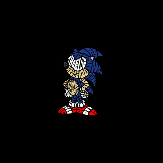 Áo thun in hình Sonic the Hedgehog bằng typography xanh đỏ trắng đầy cá tính