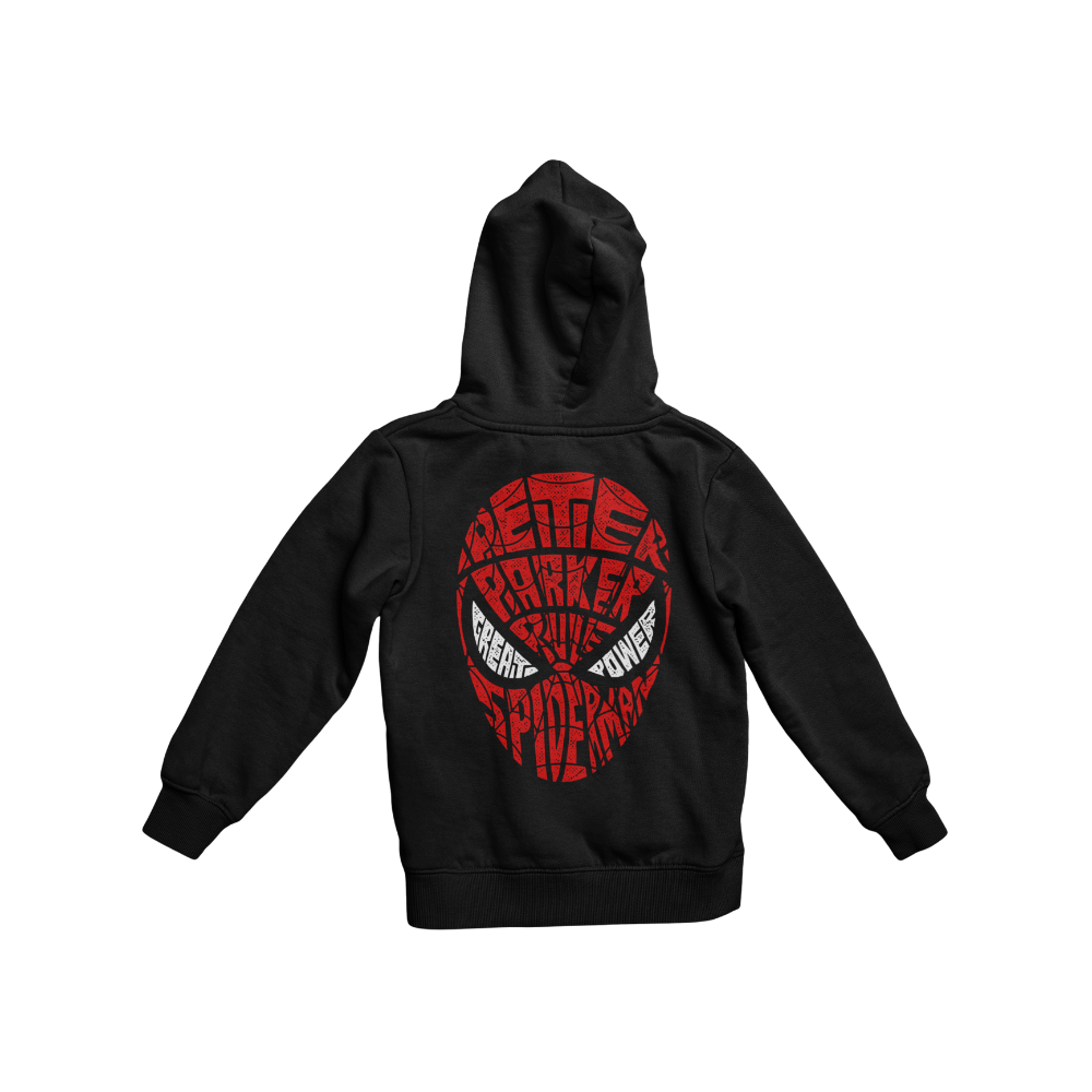Áo thun in hình mặt nạ Spider-Man typography màu đỏ trắng đen độc đáo, nổi bật giữa nền đen