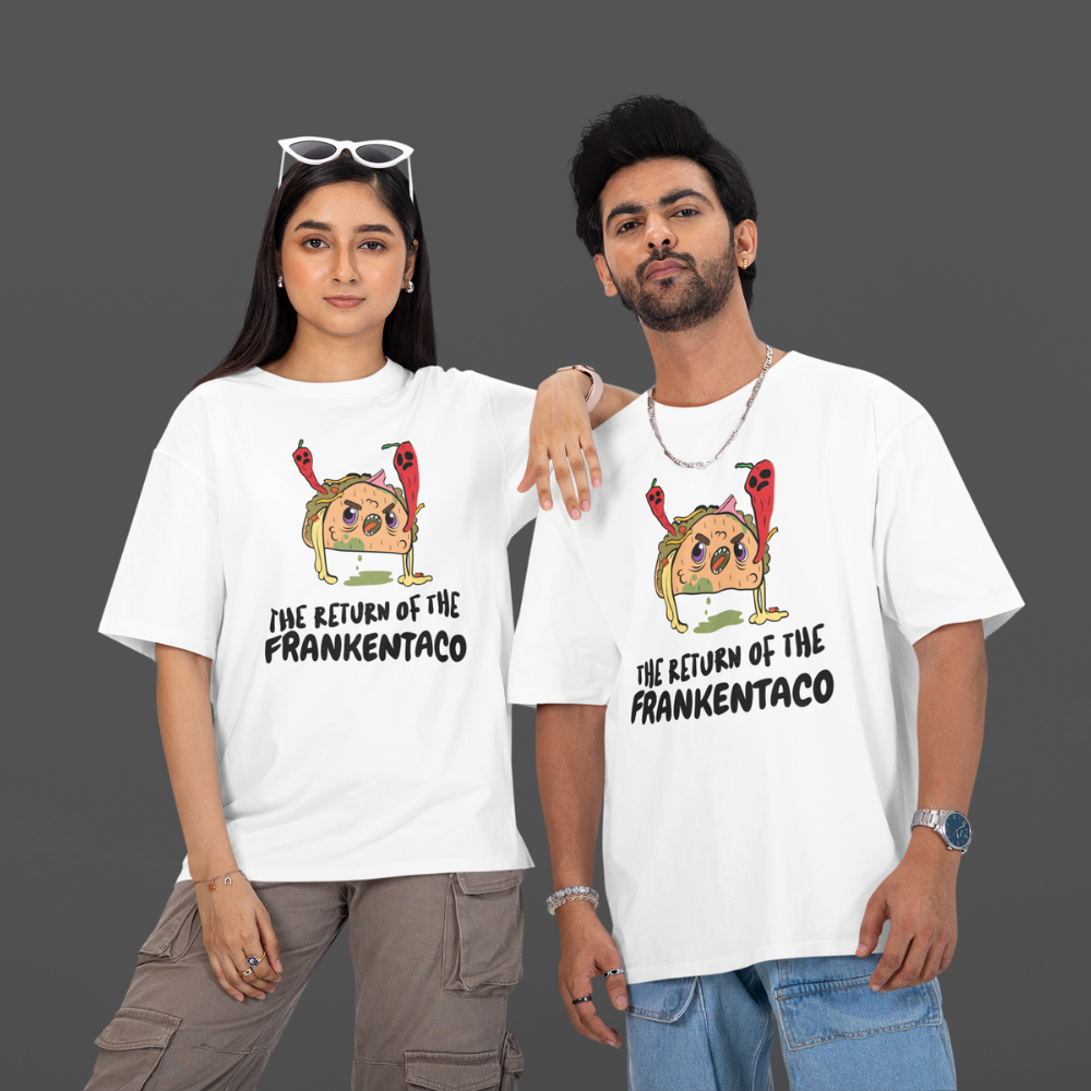 Mẫu áo thun, hoodie, sweater in hình Frankentaco dễ thương và quái dị – slogan tuỳ chỉnh độc quyền từ VITAMINTEE.