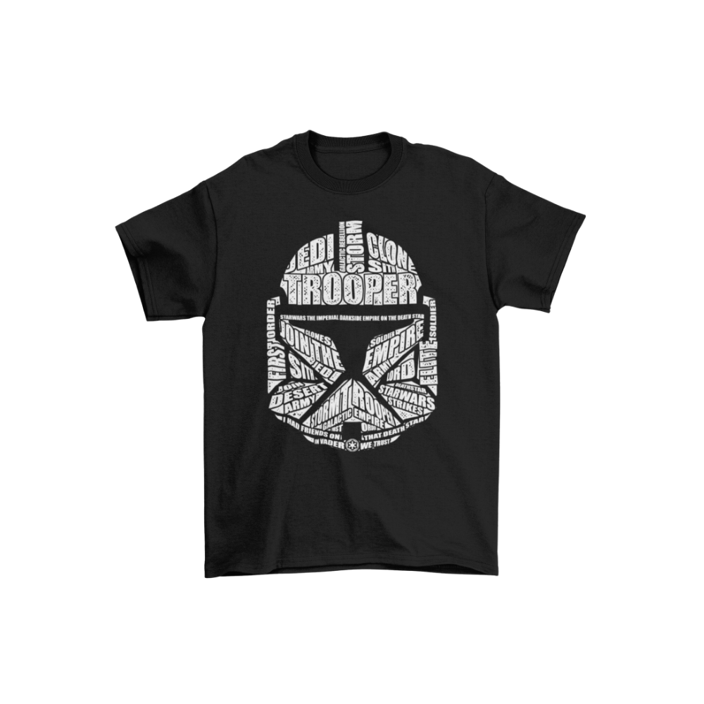 Áo thun Stormtrooper typography trắng đen phong cách Star Wars