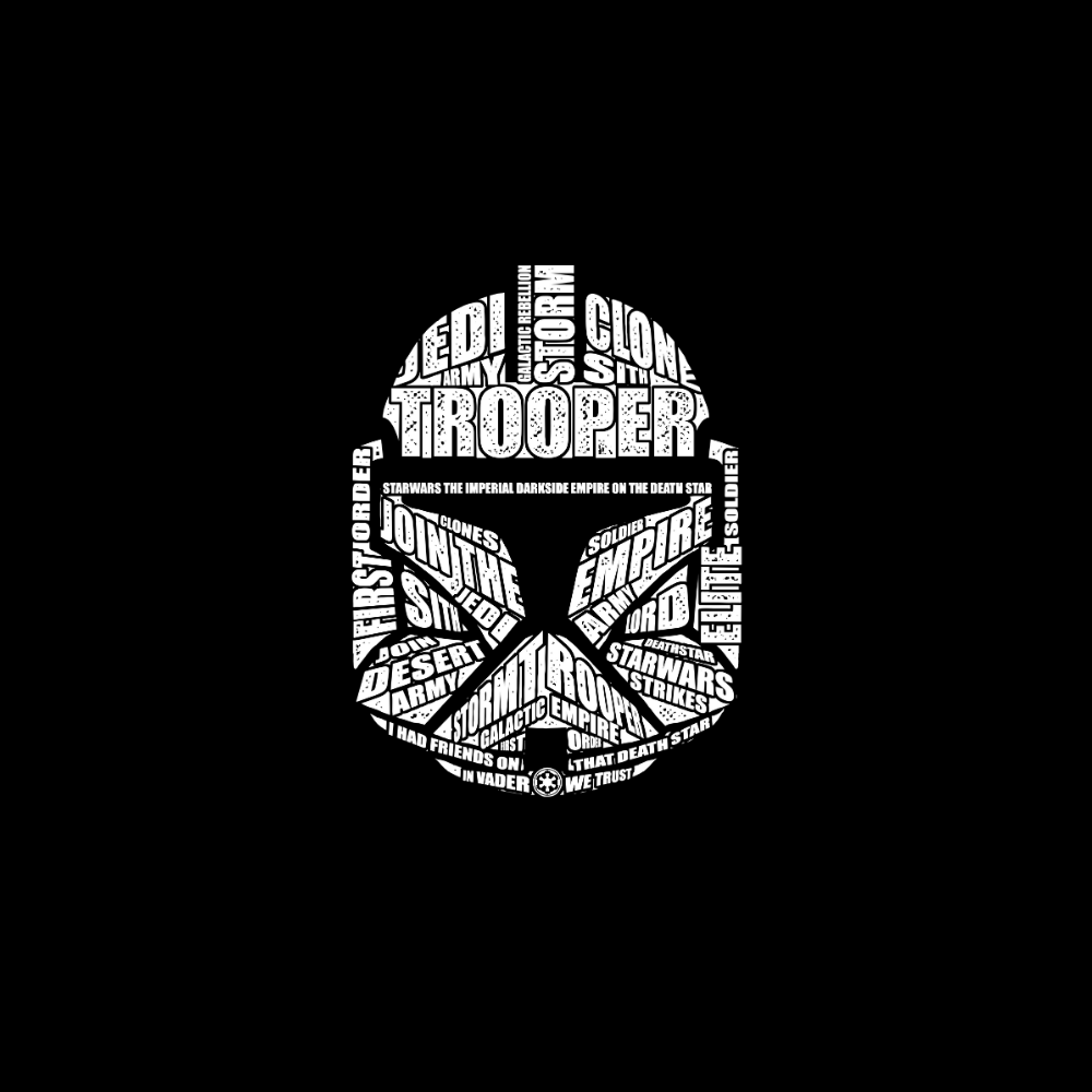Áo thun Stormtrooper typography trắng đen phong cách Star Wars