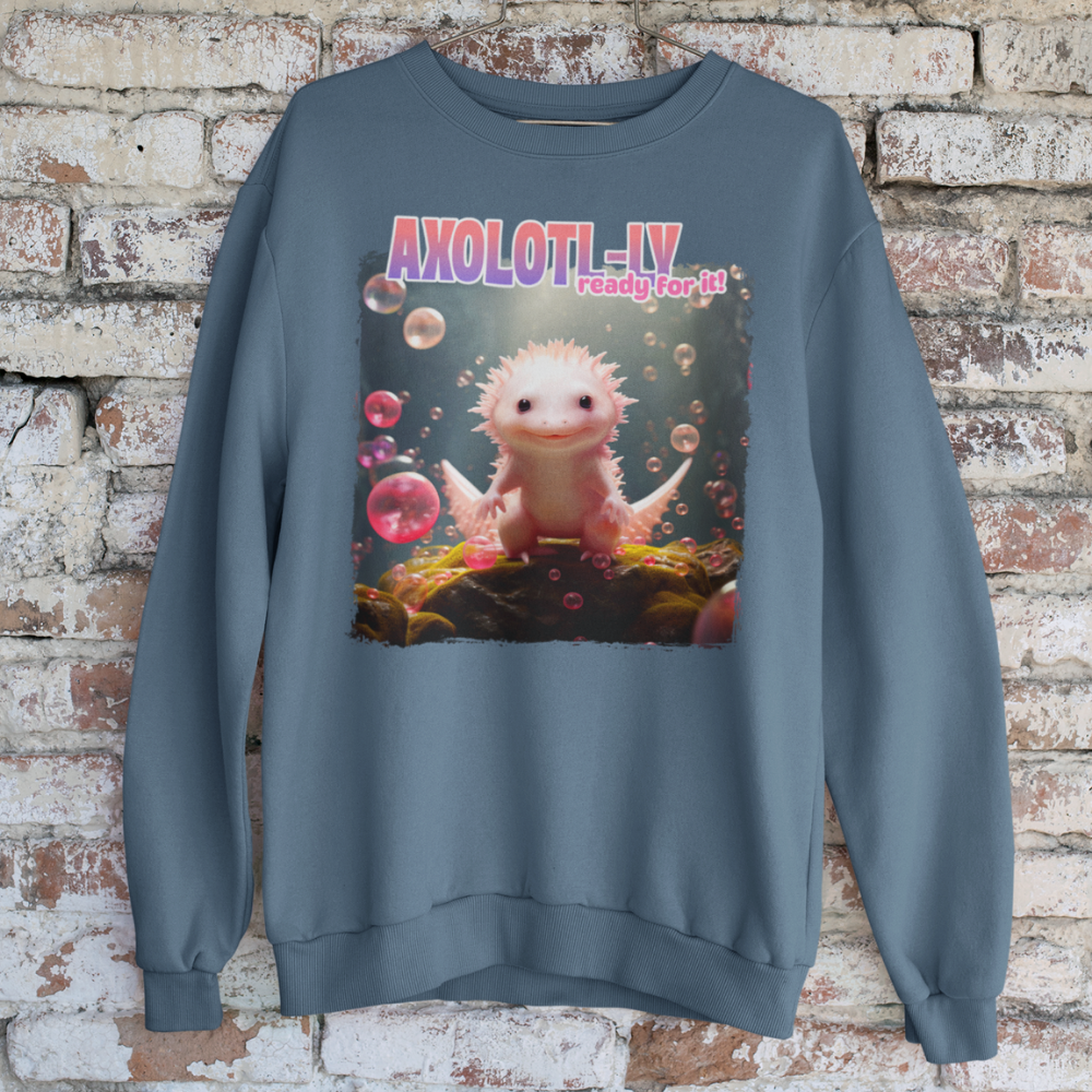 Áo thun đen in hình axolotl hồng cute cùng dòng chữ "Axolotl-ly ready for it!"