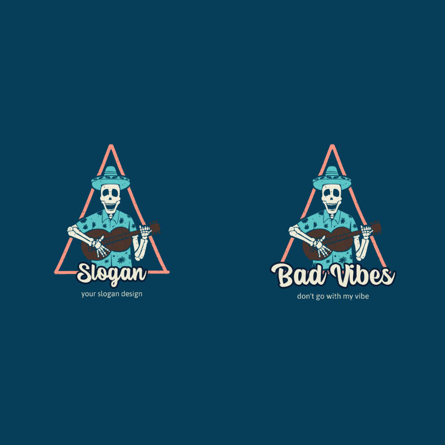 Áo thun skeleton guitar – Bad Vibes slogan nghệ